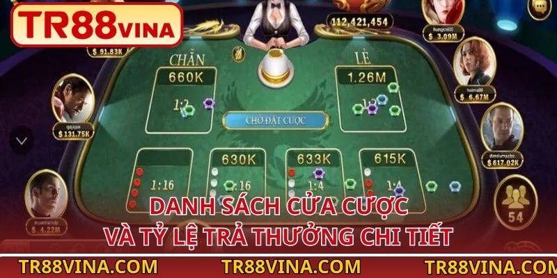 Cách Chơi Xóc Đĩa Từ A–Z Cho Người Mới Tại Nhà Cái TR88 3 Danh sách cửa cược và tỷ lệ trả thưởng chi tiết
